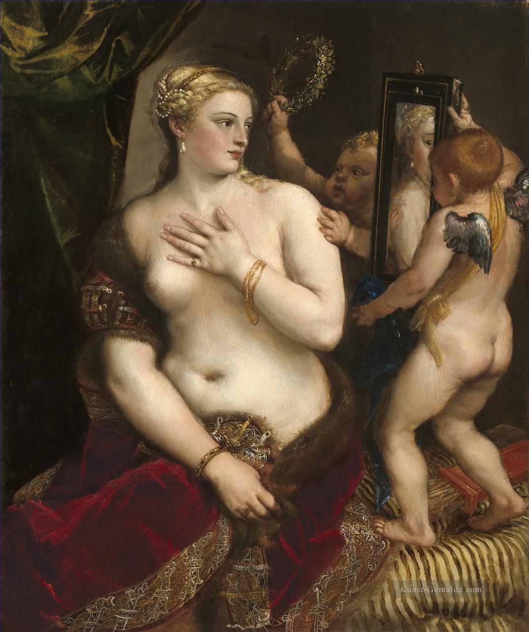 Venus vor dem Spiegel 1553 Nacktheit Tizian Ölgemälde